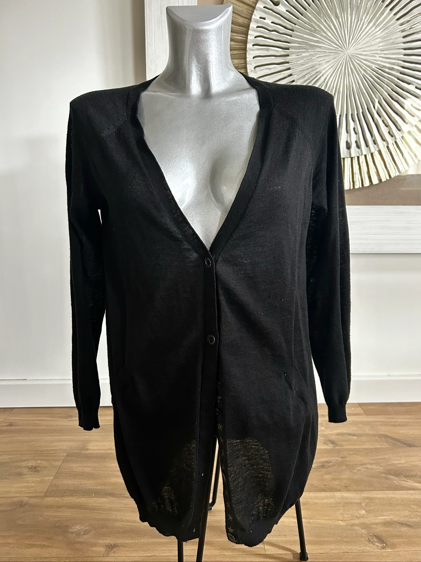 Maison Scotch – Gilet long noir en lin – Taille 1 (S)